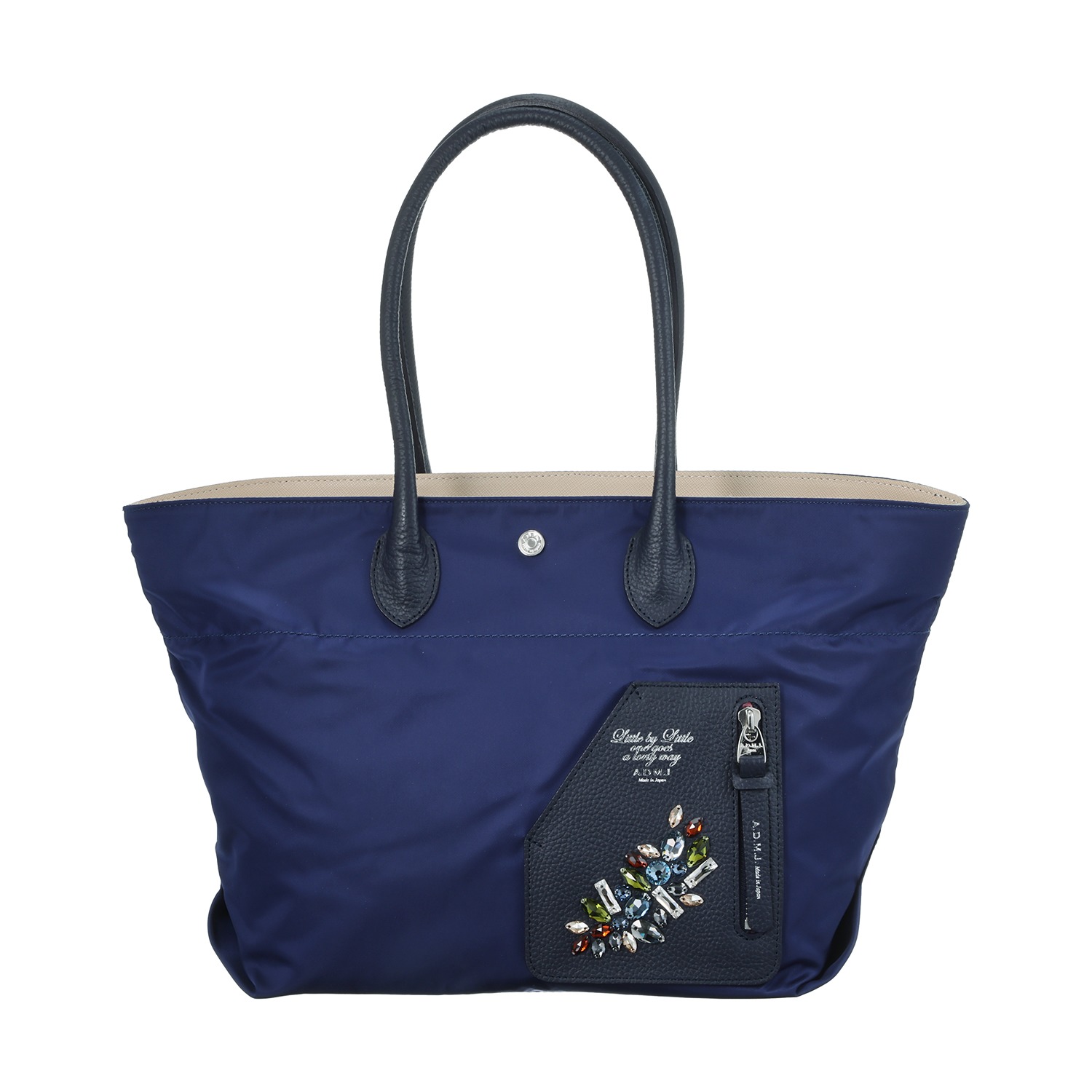 エーディーエムジェイ イタリアンファブリック クリスタルガラス ソーイング トートバッグ