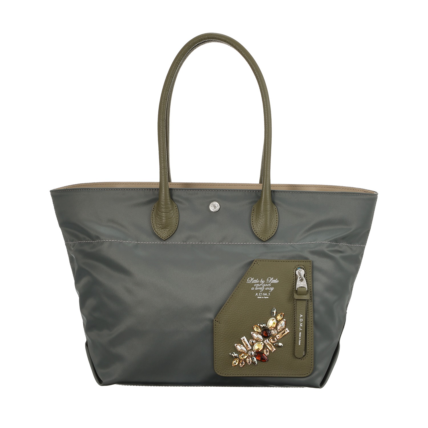 エーディーエムジェイ イタリアンファブリック クリスタルガラス ソーイング トートバッグ