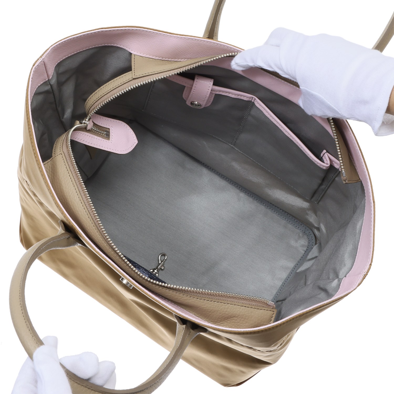 エーディーエムジェイ イタリアンファブリック クリスタルガラス ソーイング トートバッグ