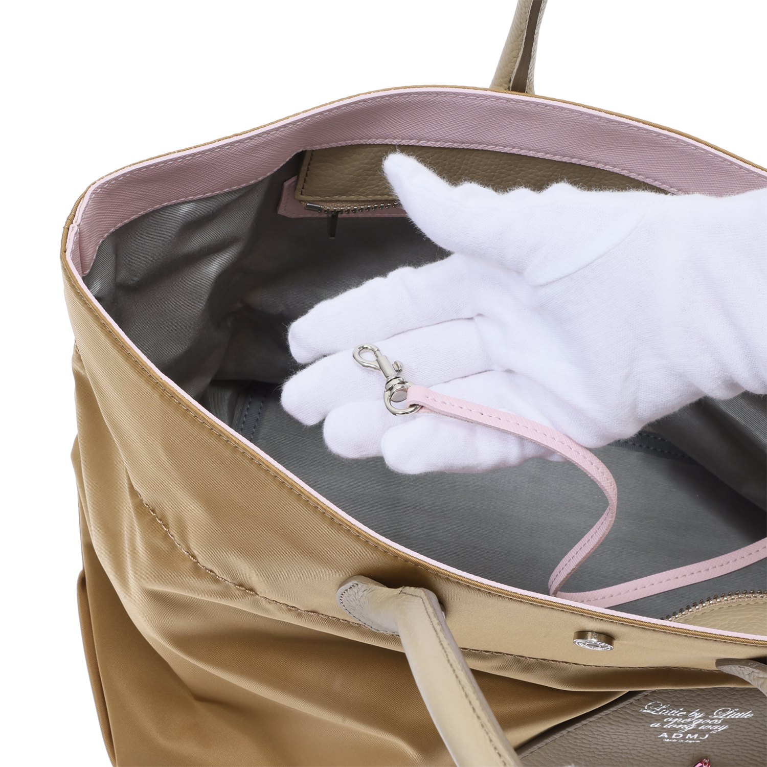 エーディーエムジェイ イタリアンファブリック クリスタルガラス ソーイング トートバッグ