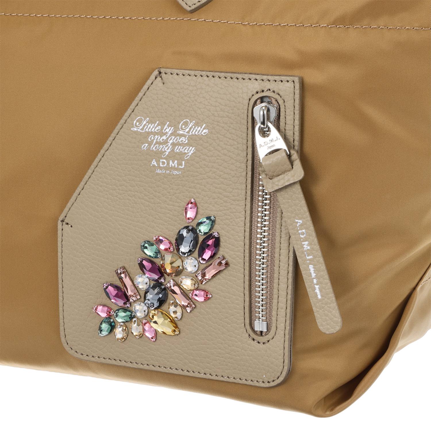 エーディーエムジェイ イタリアンファブリック クリスタルガラス ソーイング トートバッグ