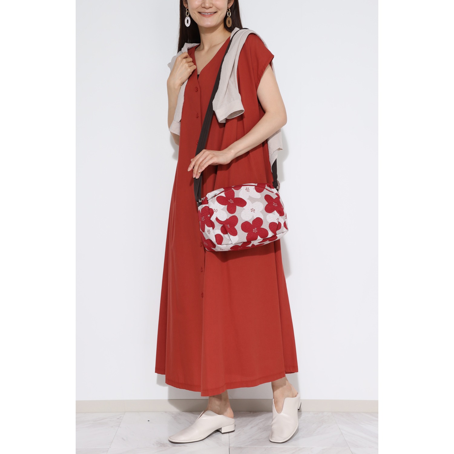 フクロモノ ＜日本製＞ 尾州織 ハナミズキ柄 ショルダーバッグ 