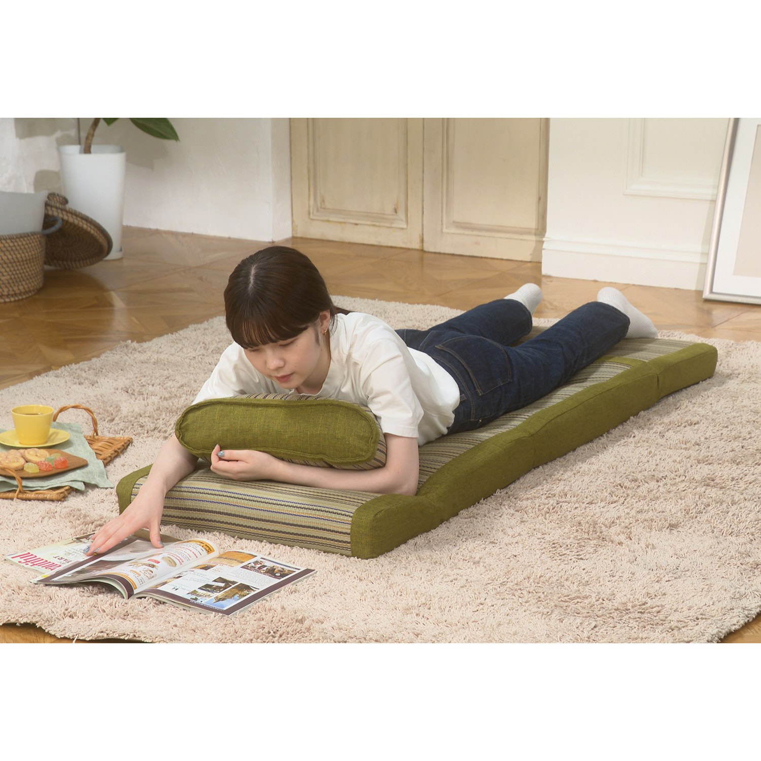 わごこち お好みの姿勢でくつろげる さらっと快適 い草カバー付 リクライニング座椅子