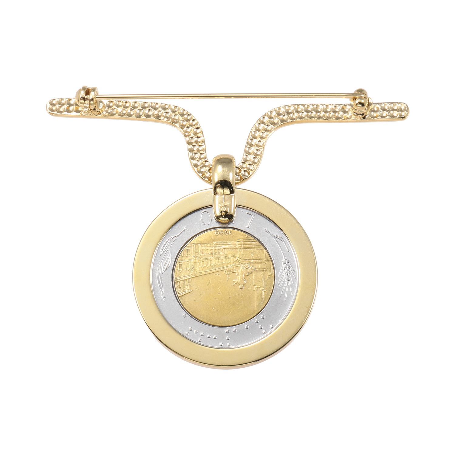 ワールドコインズ イタリアコイン ５００リラデザイン キラキラビジュウ ブローチ