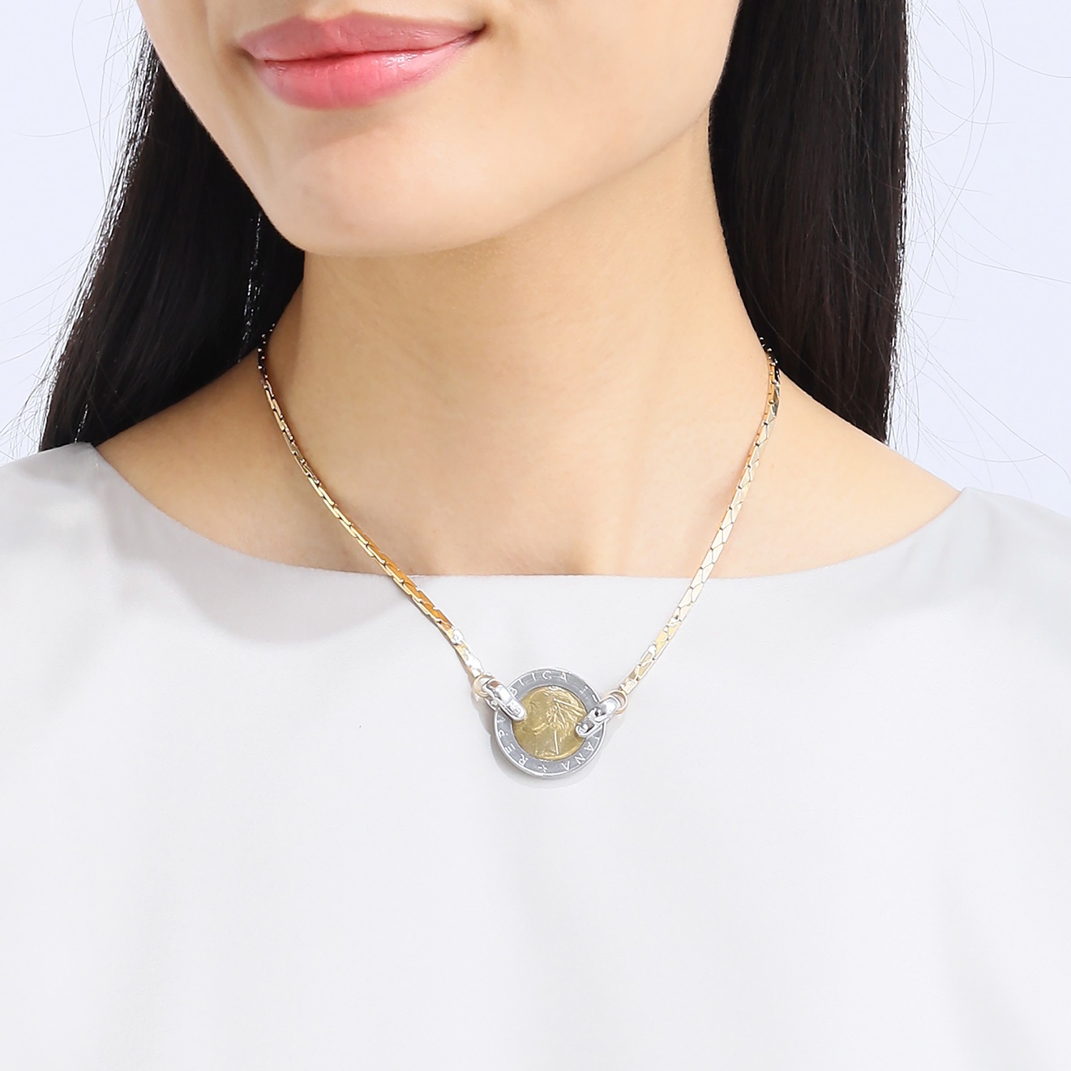 ワールドコインズ イタリアコイン ５００リラデザイン メタルネックレス