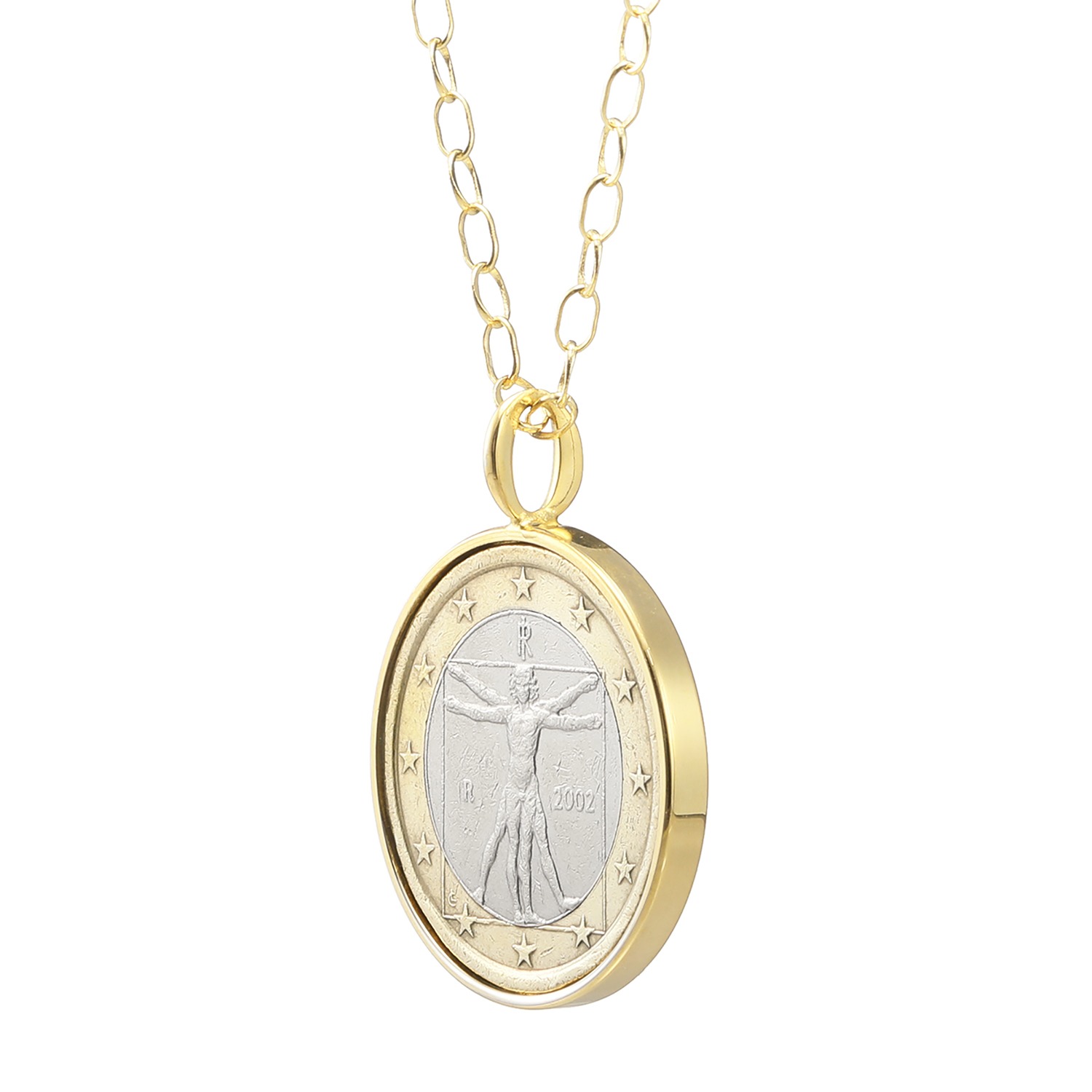 ワールドコインズ イタリアコイン １ユーロデザイン チェーンネックレス