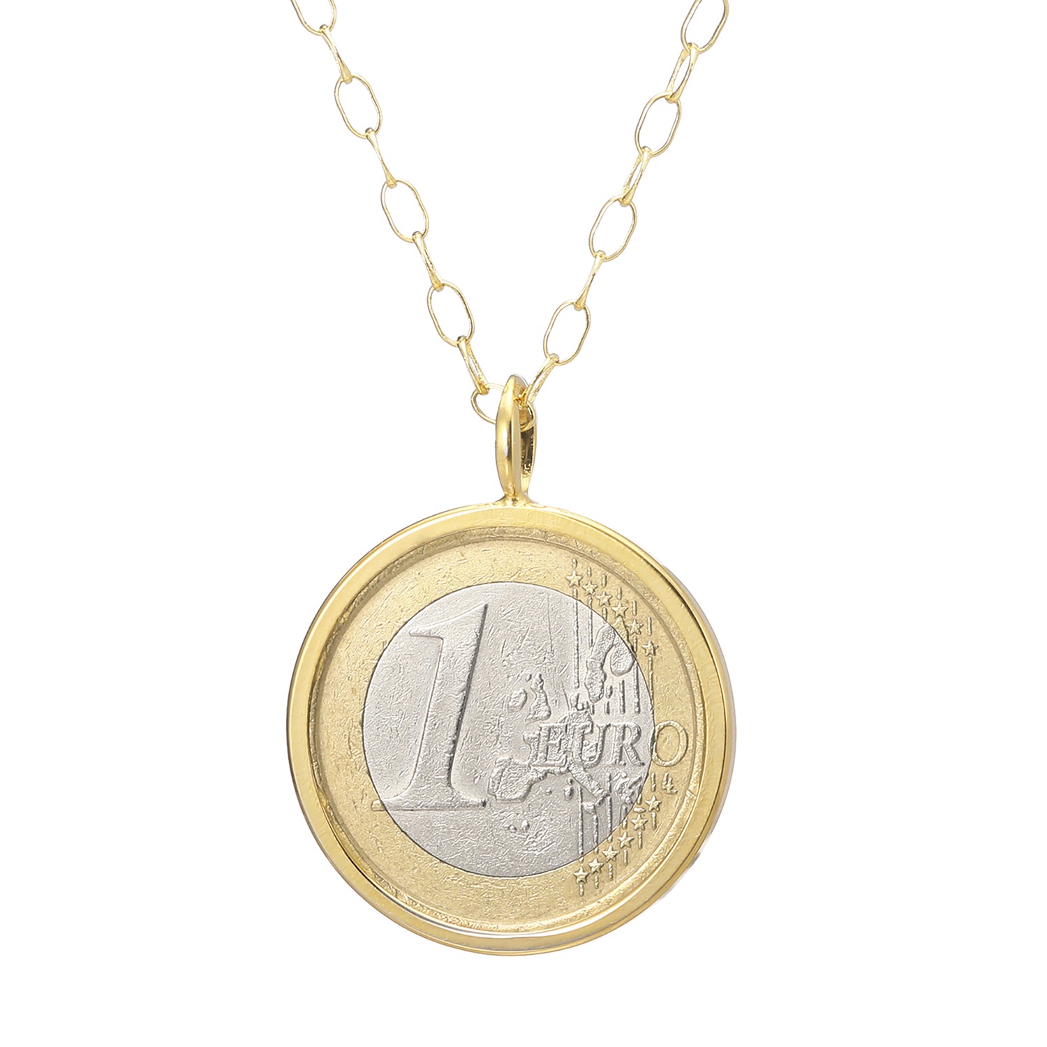 ワールドコインズ イタリアコイン １ユーロデザイン チェーンネックレス