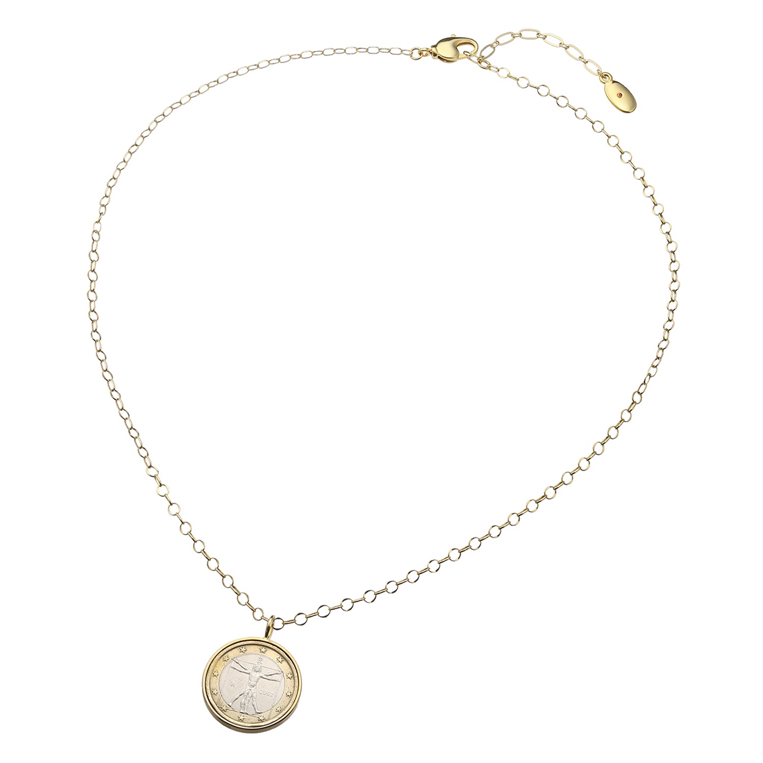 ワールドコインズ イタリアコイン １ユーロデザイン チェーンネックレス