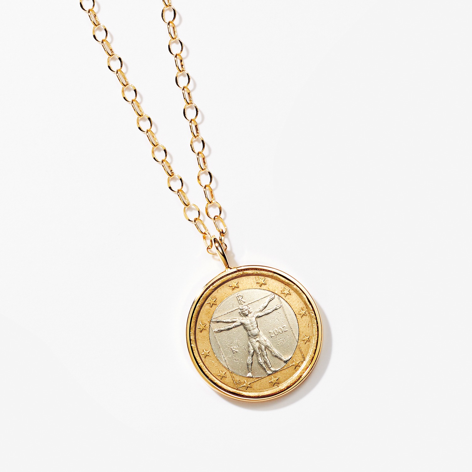 ワールドコインズ イタリアコイン １ユーロデザイン チェーンネックレス