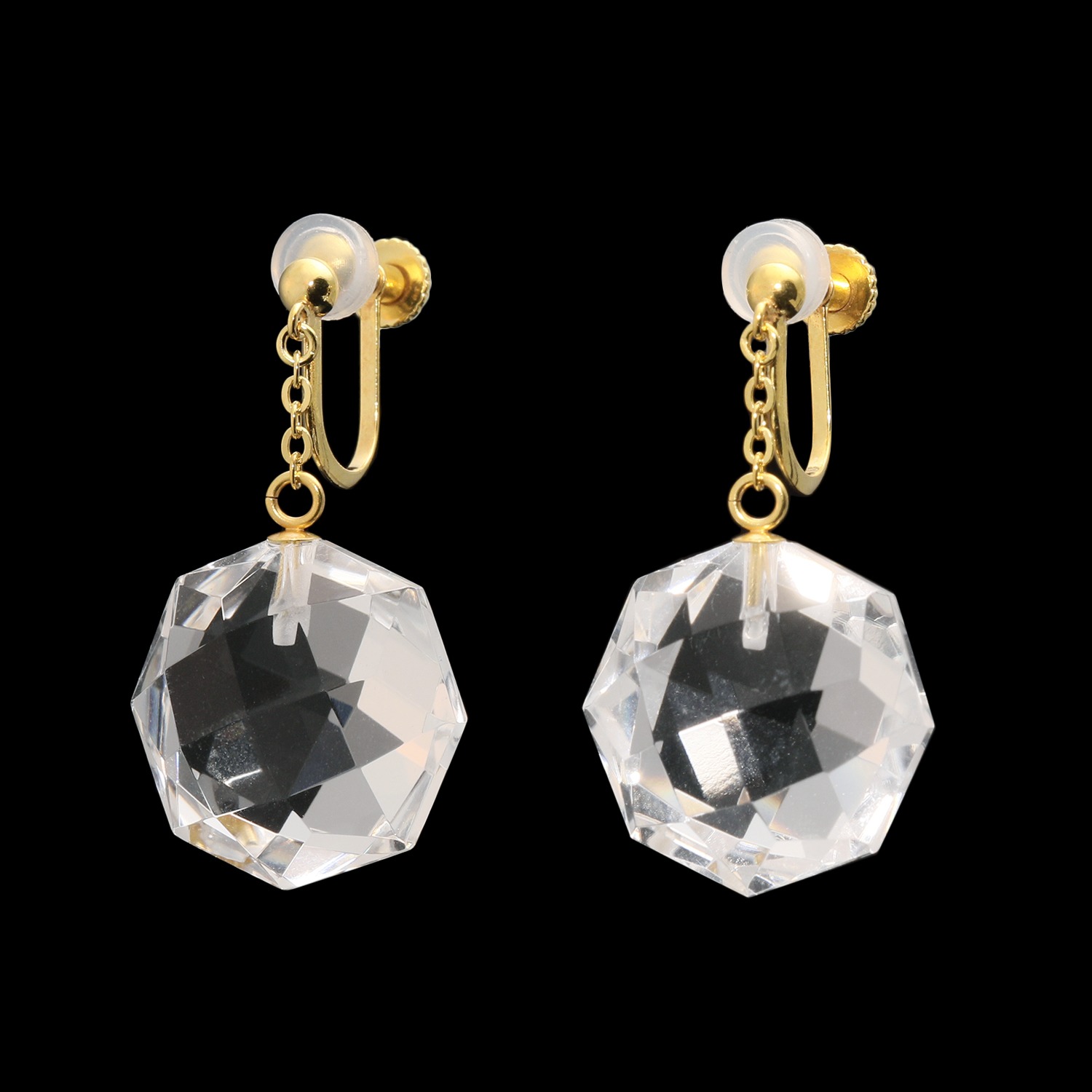 貴煌 天然水晶 オクタゴンカット イヤリング