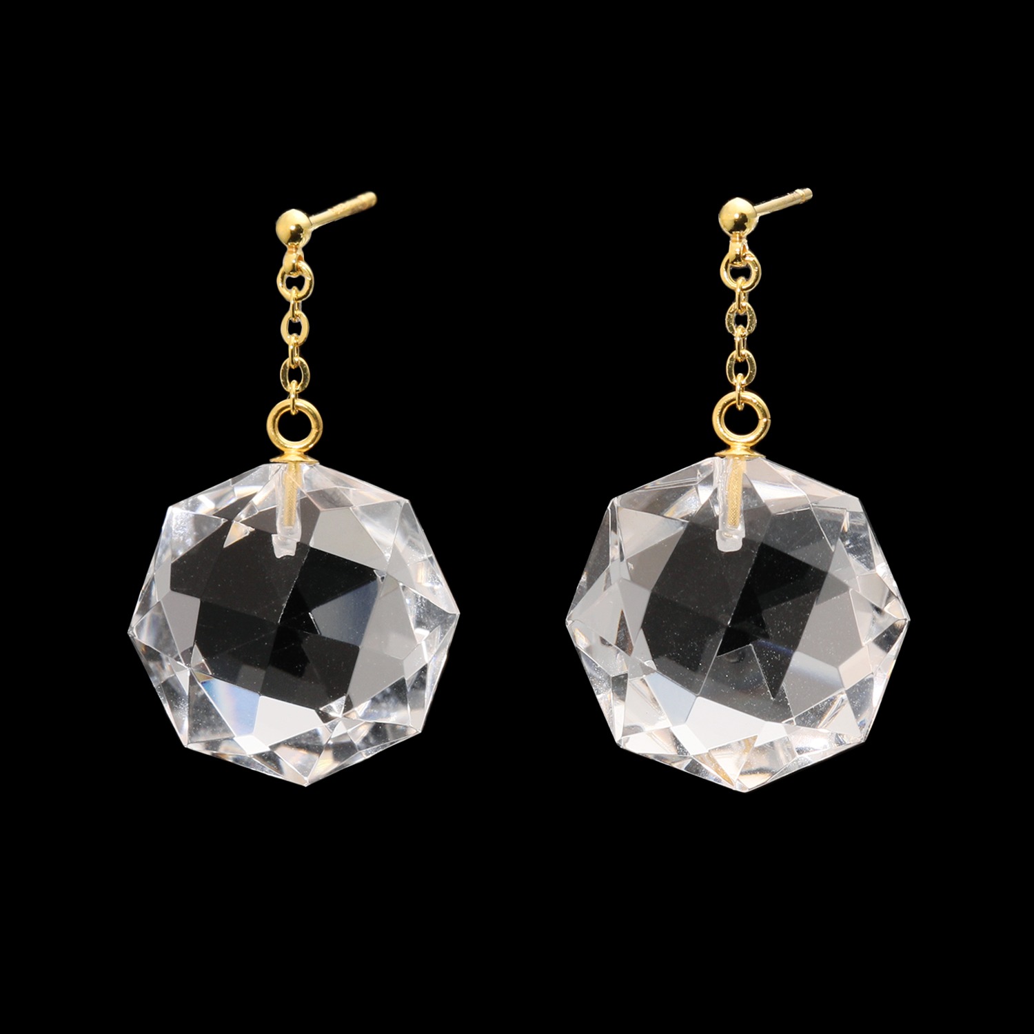 貴煌 天然水晶 オクタゴンカット ピアス