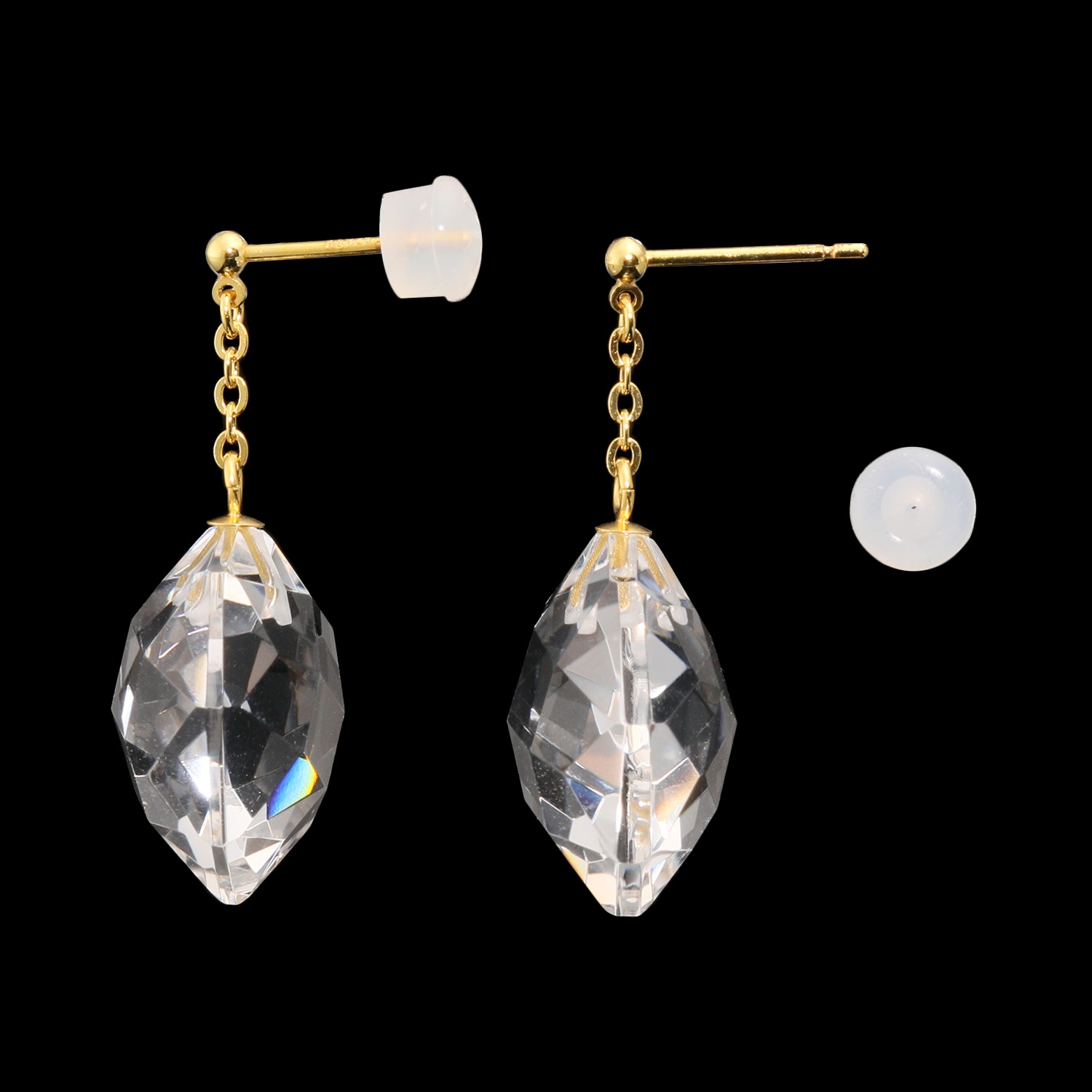 貴煌 天然水晶 オクタゴンカット ピアス