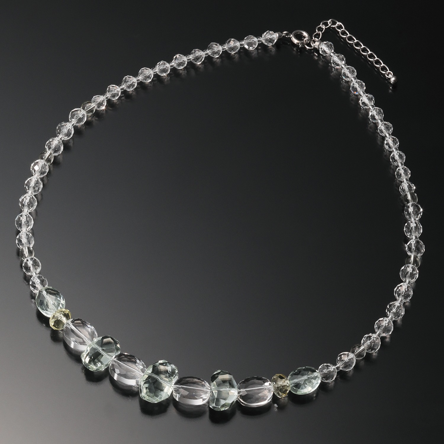 貴煌 天然水晶＆グリーンクォーツ＆レモンクォーツ デザインネックレス