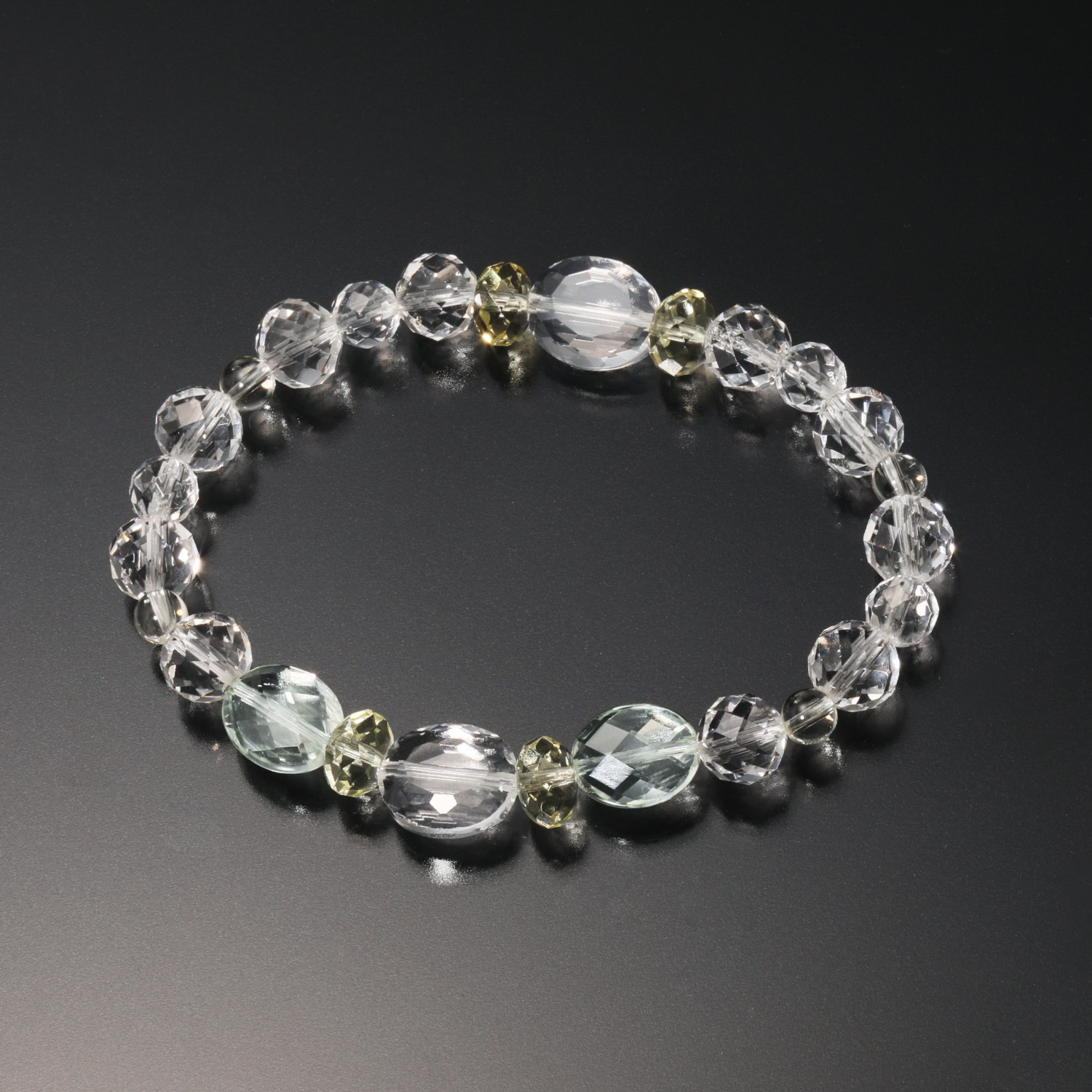 貴煌 天然水晶＆グリーンクォーツ＆レモンクォーツ ブレスレット