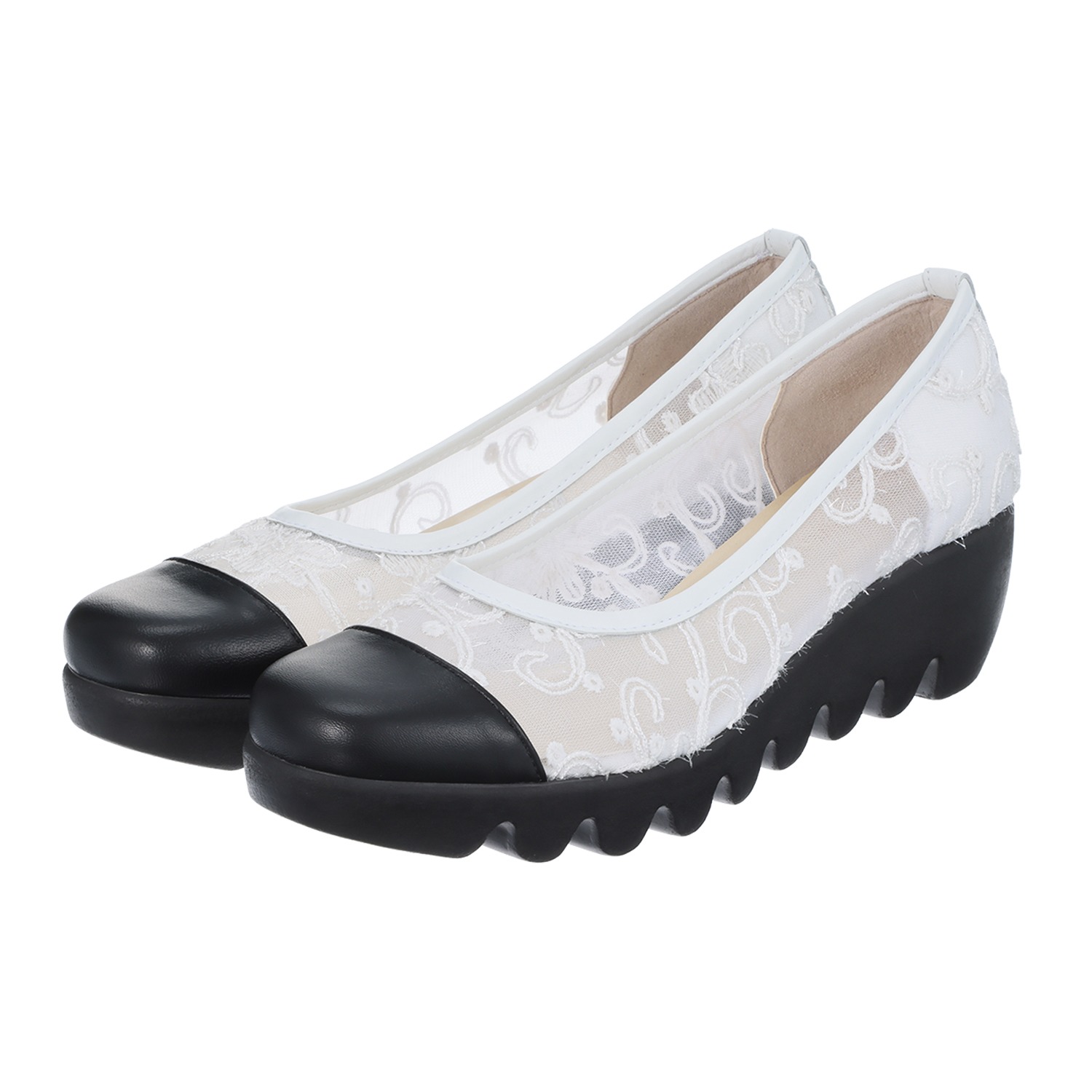 ヒルズアヴェニュー ＜日本製＞ チュール ウェーブソールパンプス