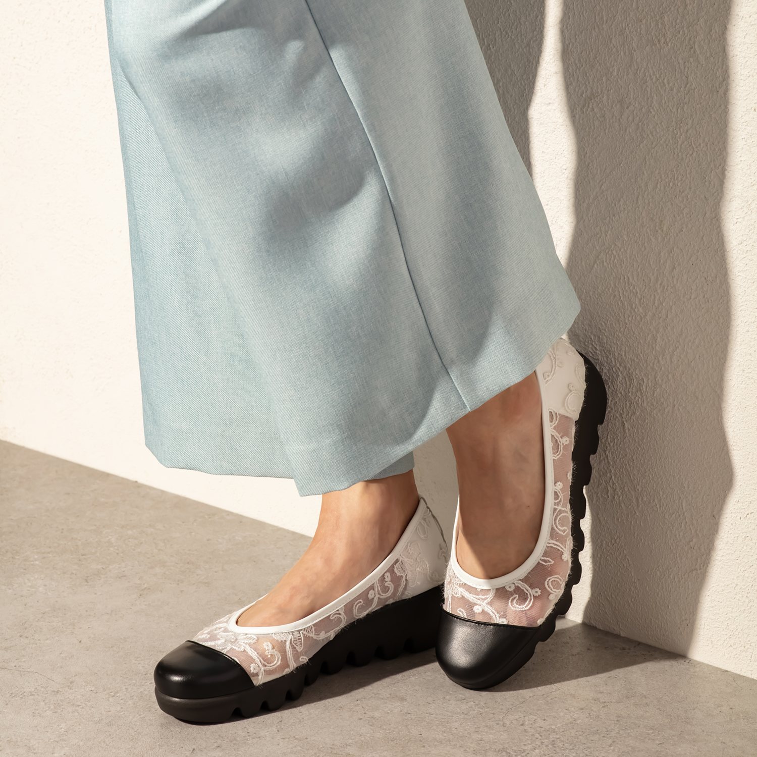 ヒルズアヴェニュー ＜日本製＞ チュール ウェーブソールパンプス