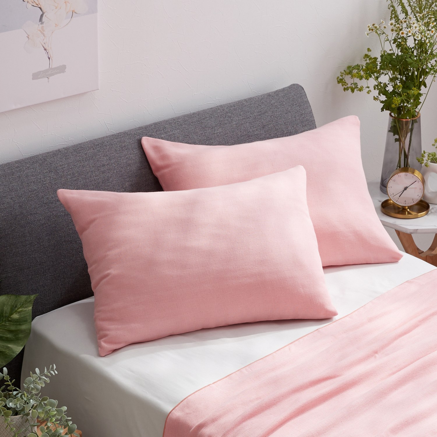 クムコ 三河木綿 和晒４重ガーゼ 枕カバー同色２枚組