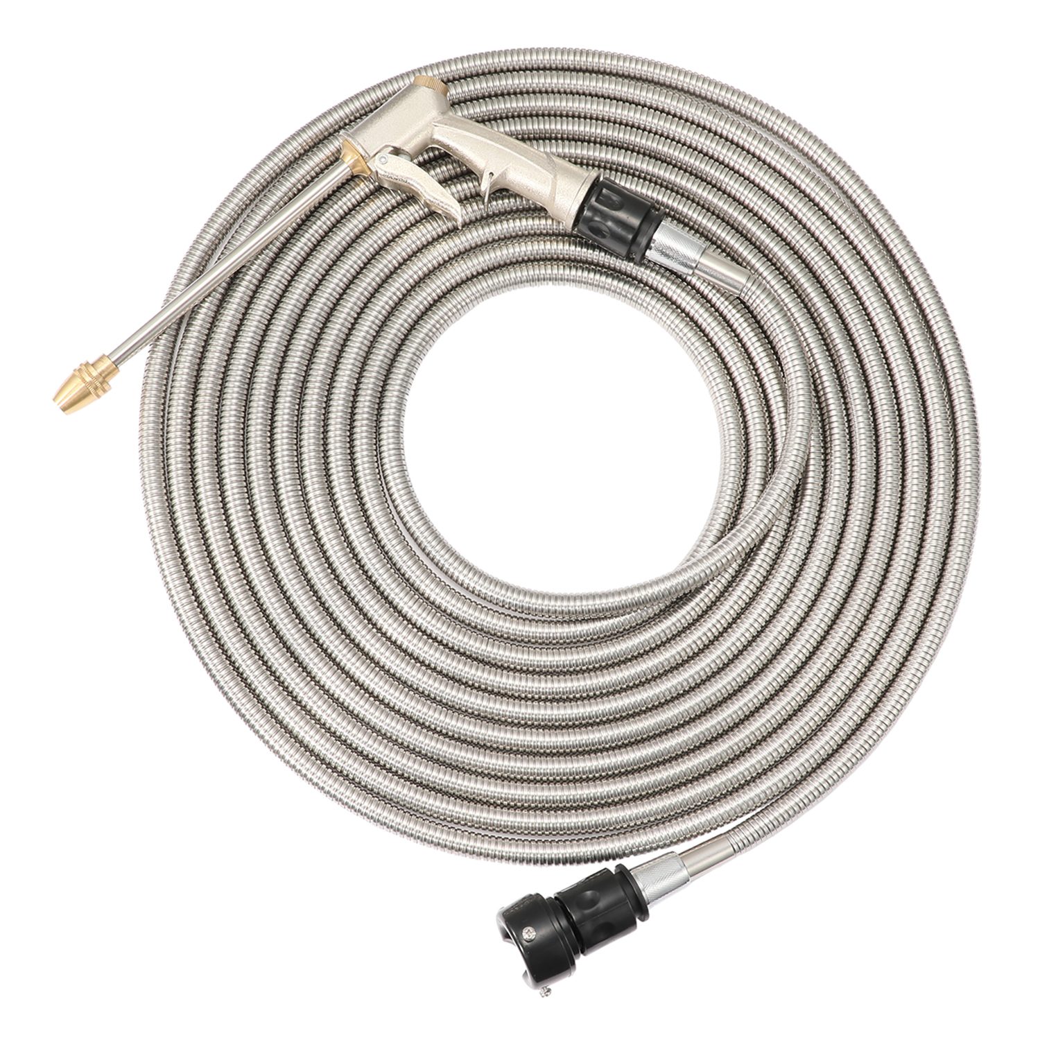 錆びに強く丈夫で長持ち！ 高圧ジェット＆拡散シャワー機能付 ステンレスコイルホース ＜１０ｍ＞