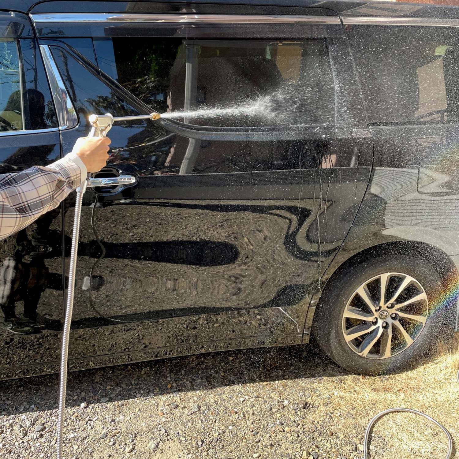 錆びに強く丈夫で長持ち！ 高圧ジェット＆拡散シャワー機能付 ステンレスコイルホース ＜１０ｍ＞