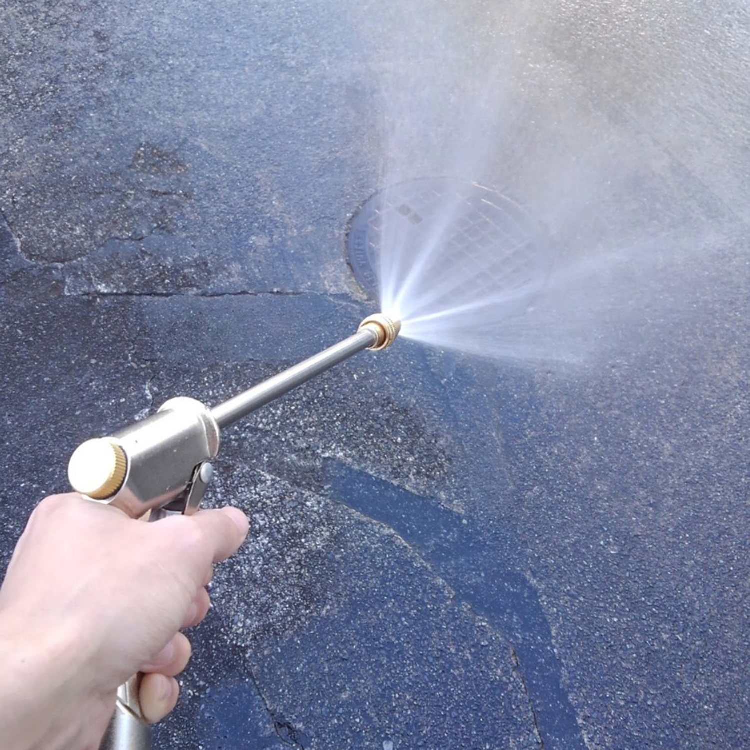 錆びに強く丈夫で長持ち！ 高圧ジェット＆拡散シャワー機能付 ステンレスコイルホース ＜１０ｍ＞