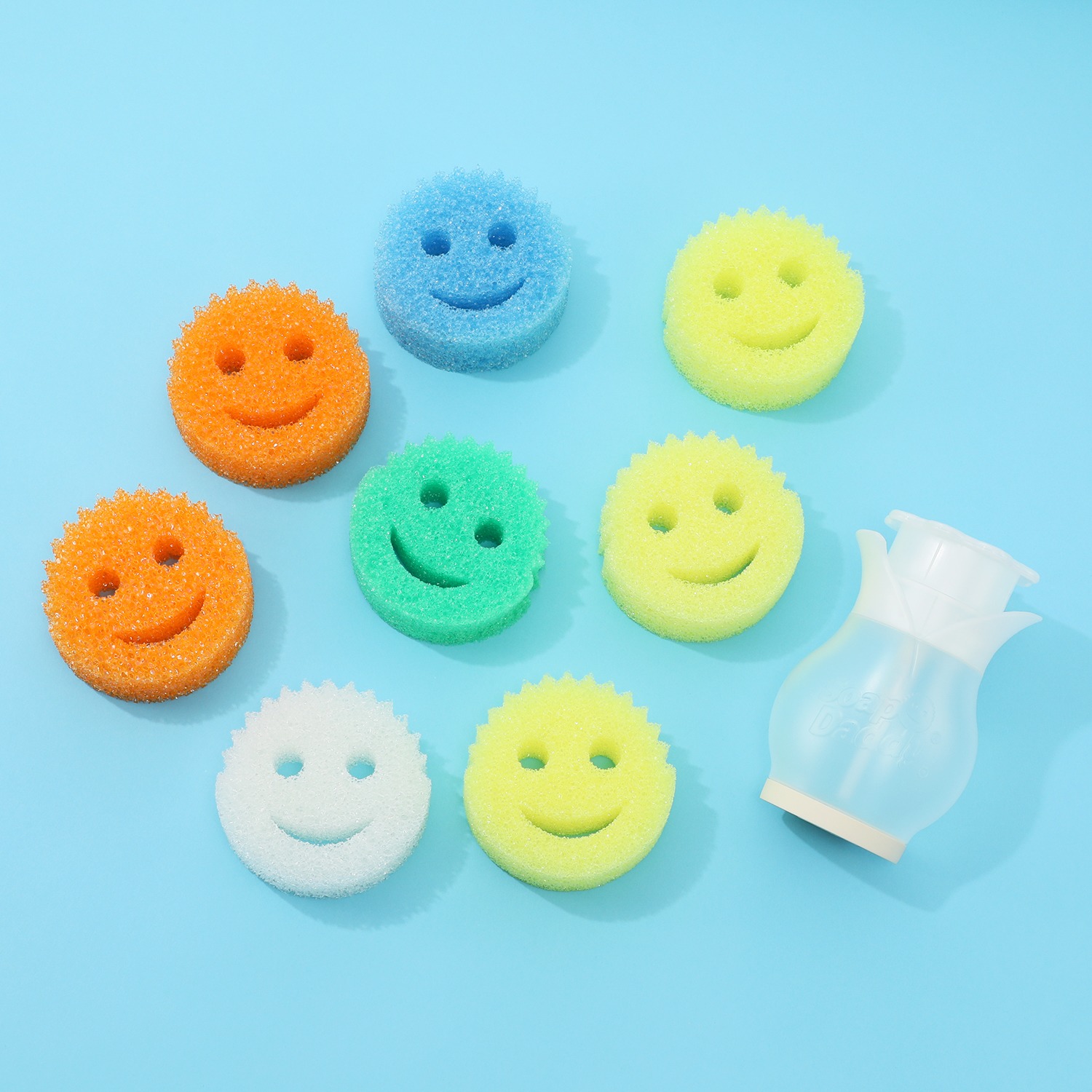 温水で柔らか＆冷水で硬く かわいくて便利なスポンジ スクラブダディー ５色アソート８個セット ソープダディー付