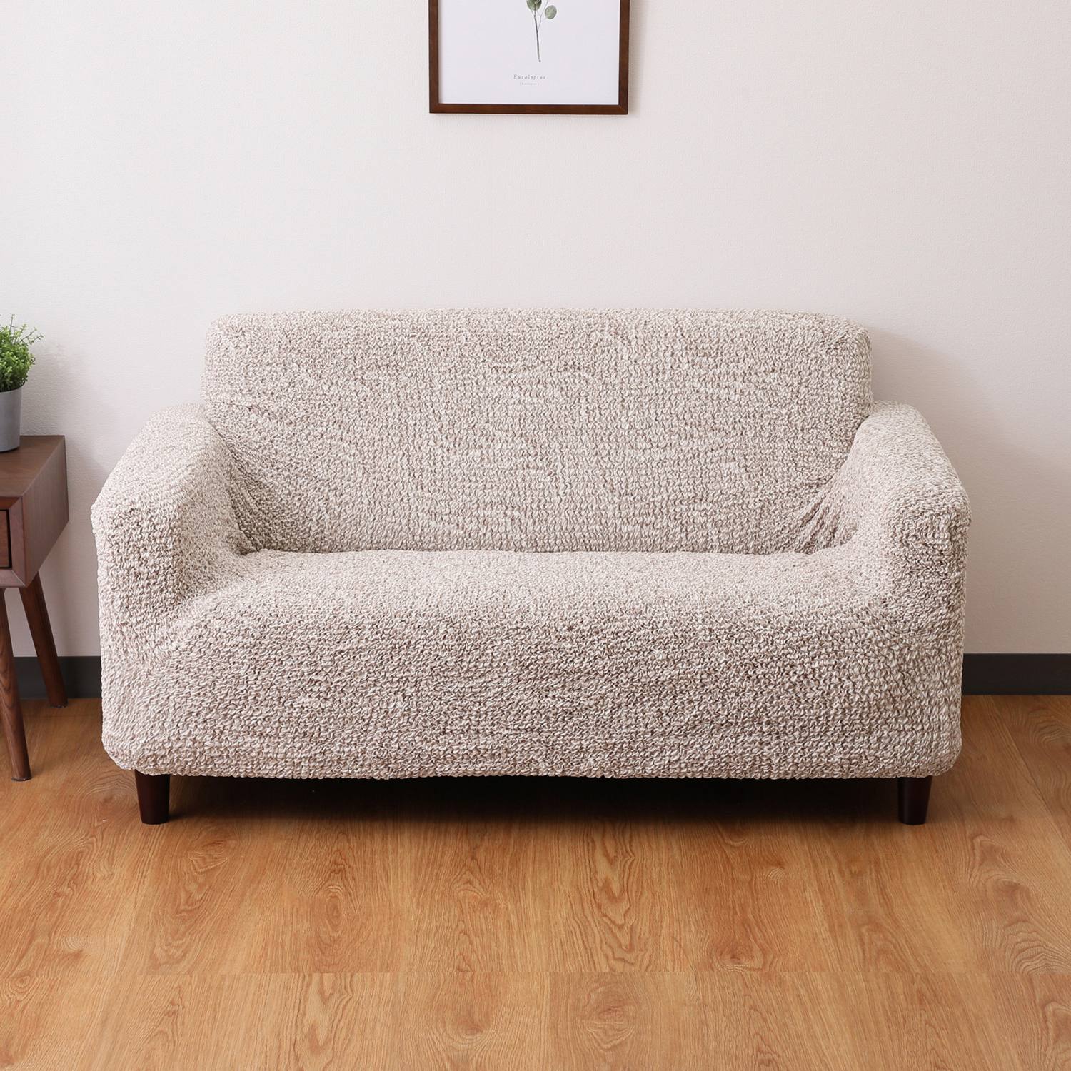 イタリア製 手触りなめらか マイクロファイバー シャーリングソファカバー 肘付きタイプ ＜２人掛け＞