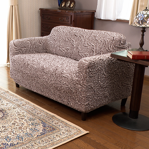 イタリア製 手触りなめらか マイクロファイバー シャーリングソファカバー 肘付きタイプ ＜２人掛け＞