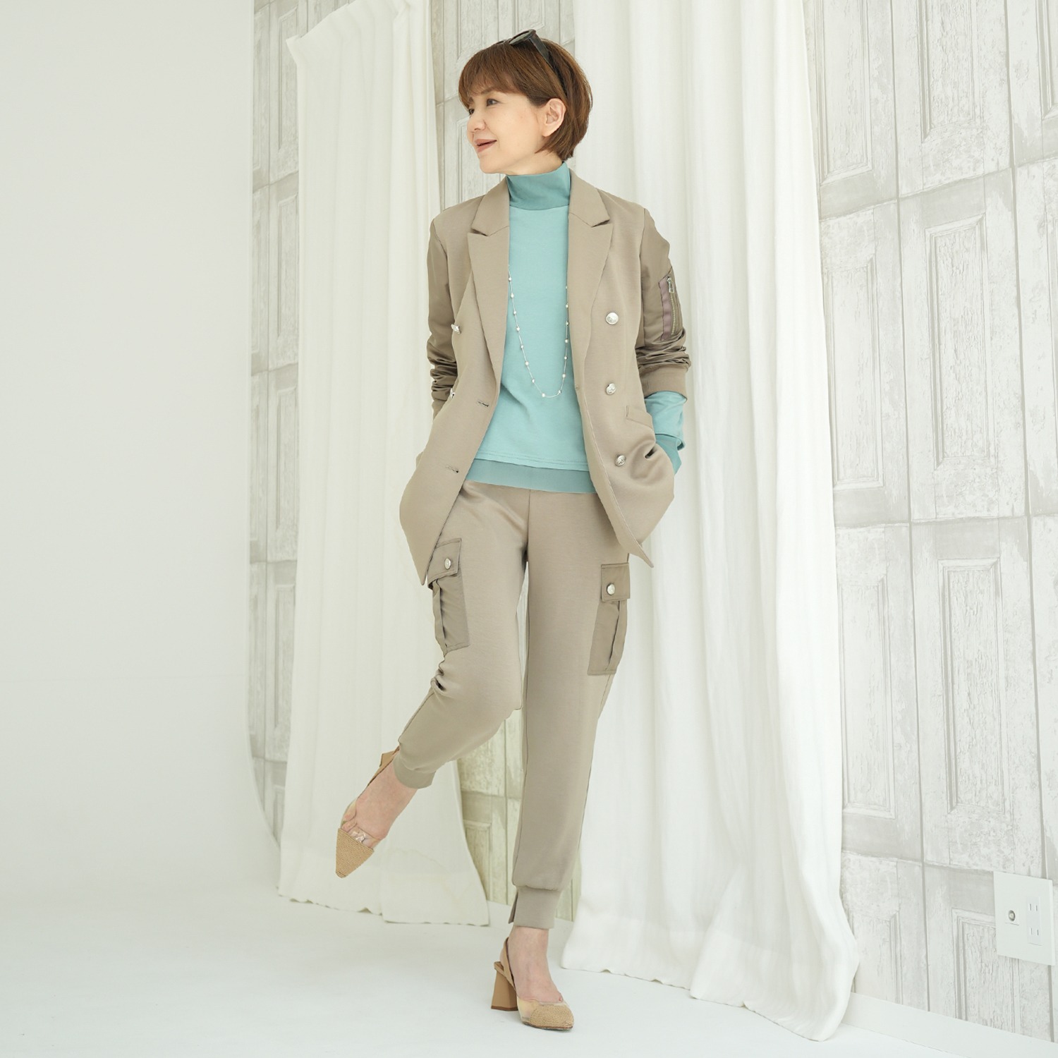 エムズ　スタイル ソフトスムース ミリタリー切替 ダブルジャケット