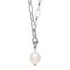 ラフィナリスタ 淡水パールチャーム付 サージカルステンレス 甲丸オーバルチェーン アレンジロングネックレス