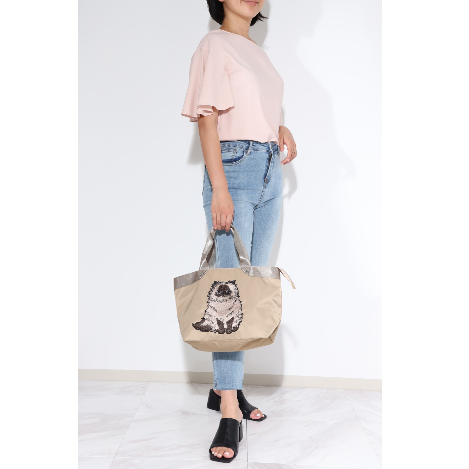 エウレ ネコ刺しゅうワッペン トートバッグ