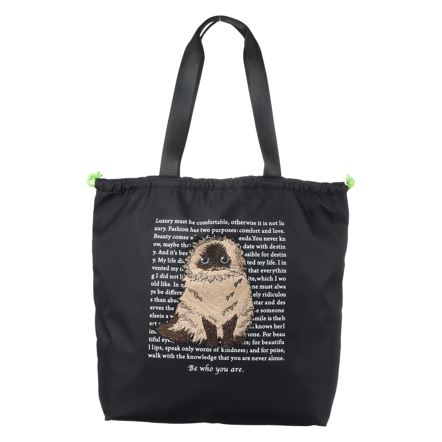 エウレ ネコ刺しゅうワッペン 巾着トートバッグ