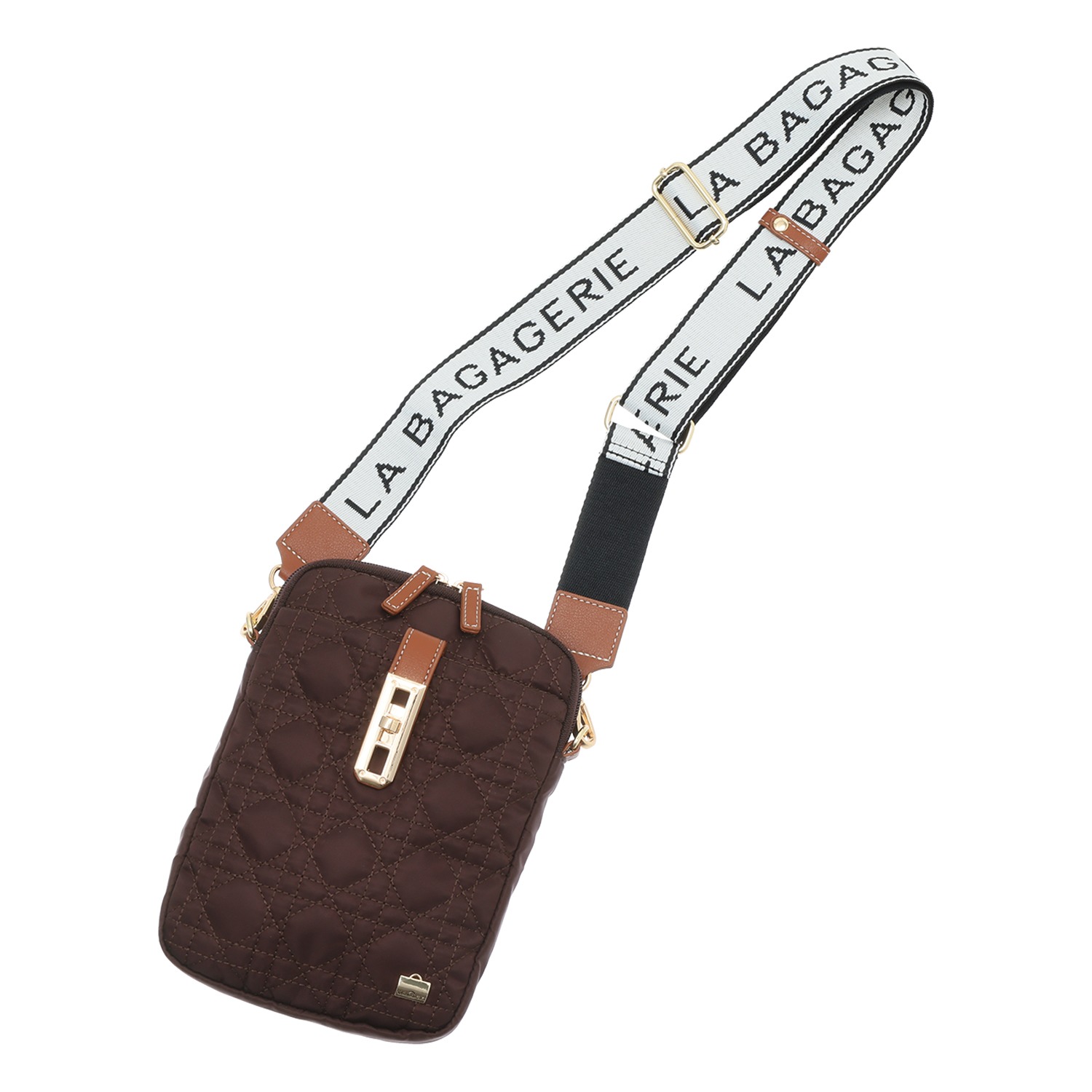 ラ・バガジェリー はっ水 ナイロンキルティング スマホショルダー