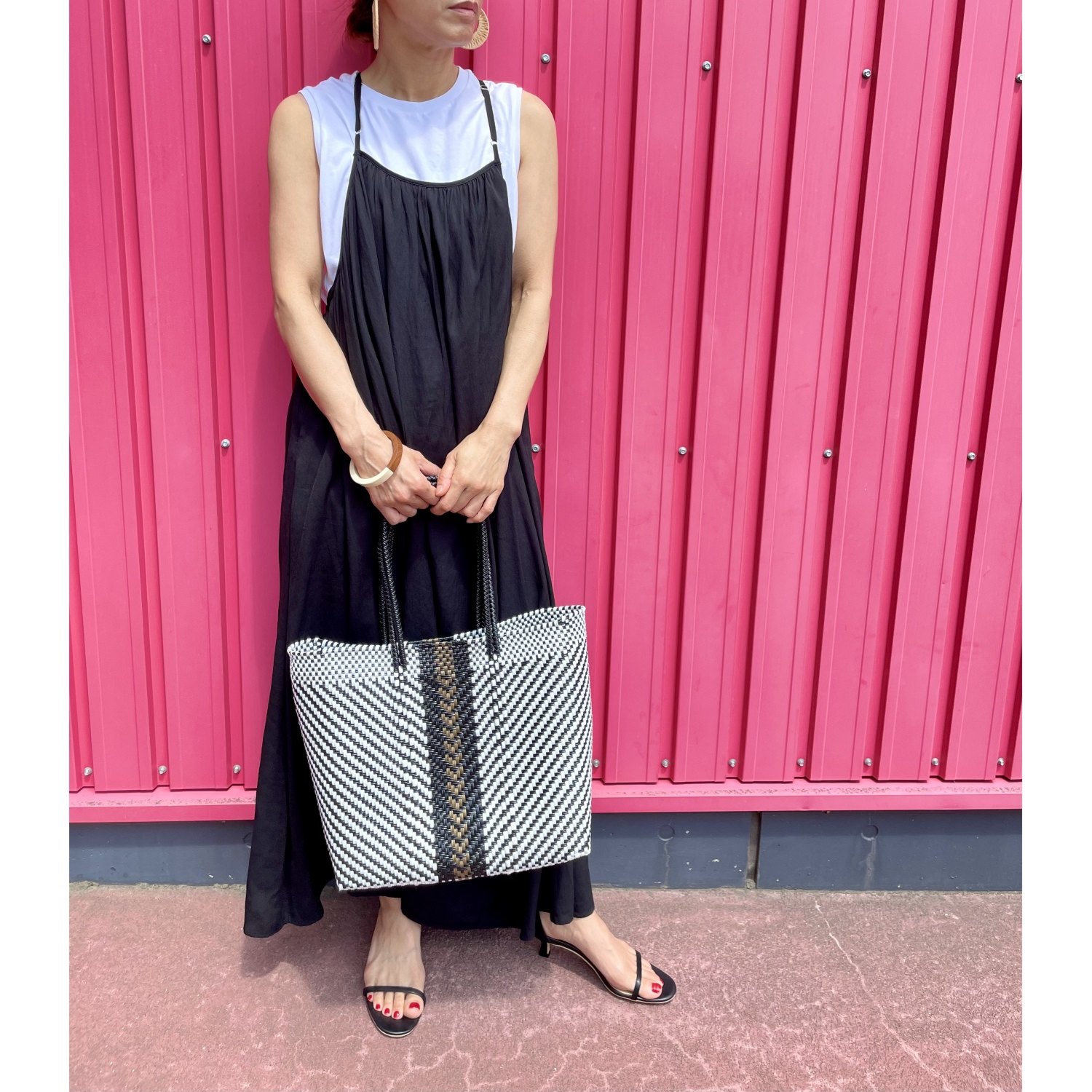 ムーンバード 手編みのメルカドバッグ ＜センターライン　Ｌ＞ 