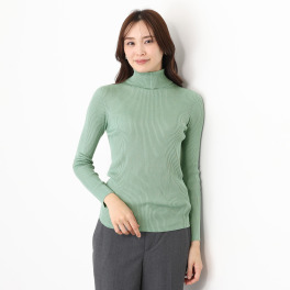 エウラーカ 日本製　洗えるシルク リブ編タートルネック プルオーバー 