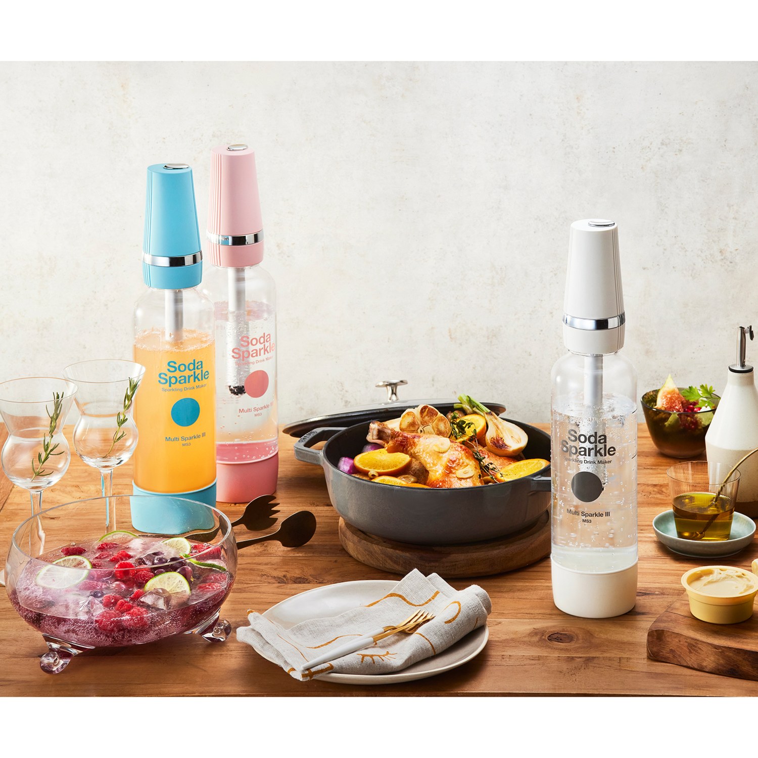 水やジュース、白ワインも 手軽にスパークリング！ ポータブル炭酸メーカー マルチスパークル３ 特別セット