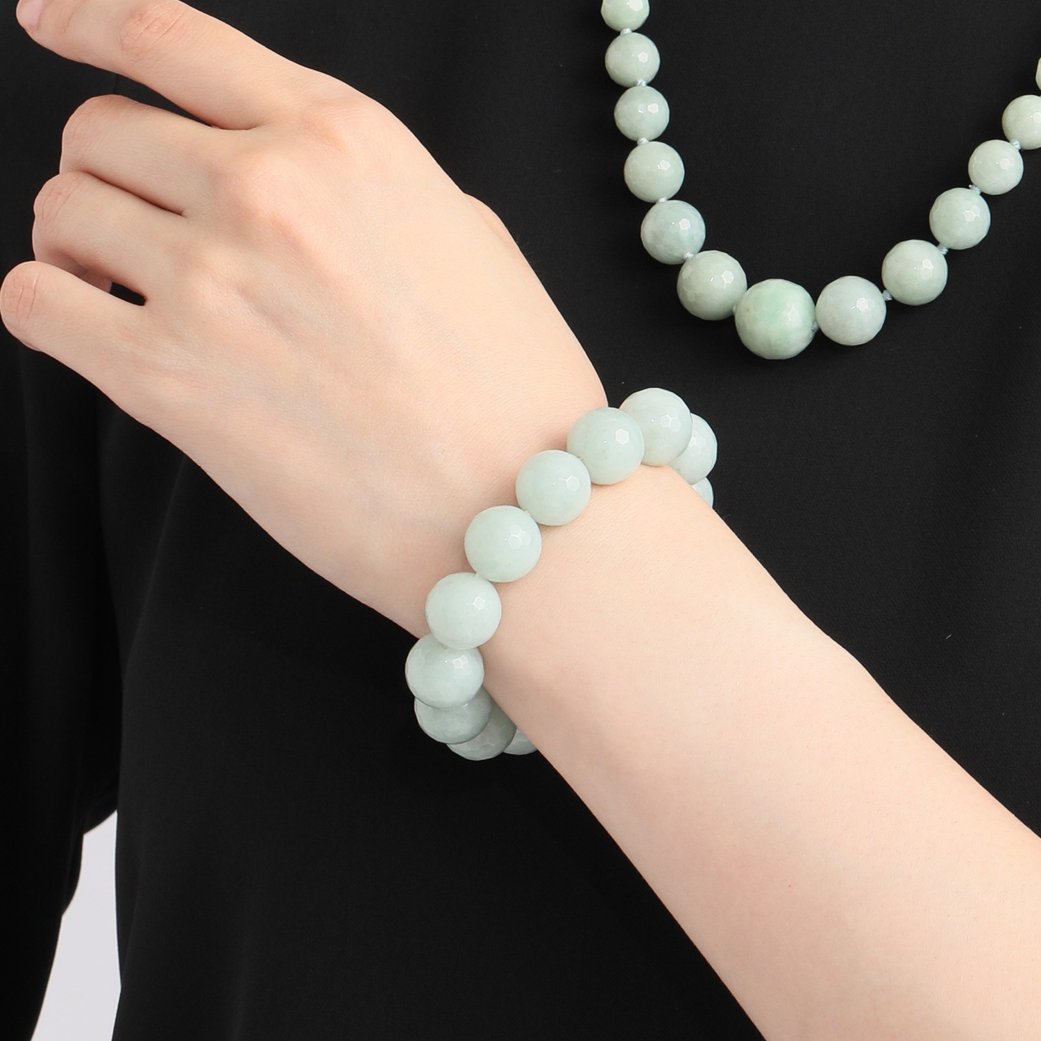 無着色本翡翠 ボリューム イラスティック ブレスレット