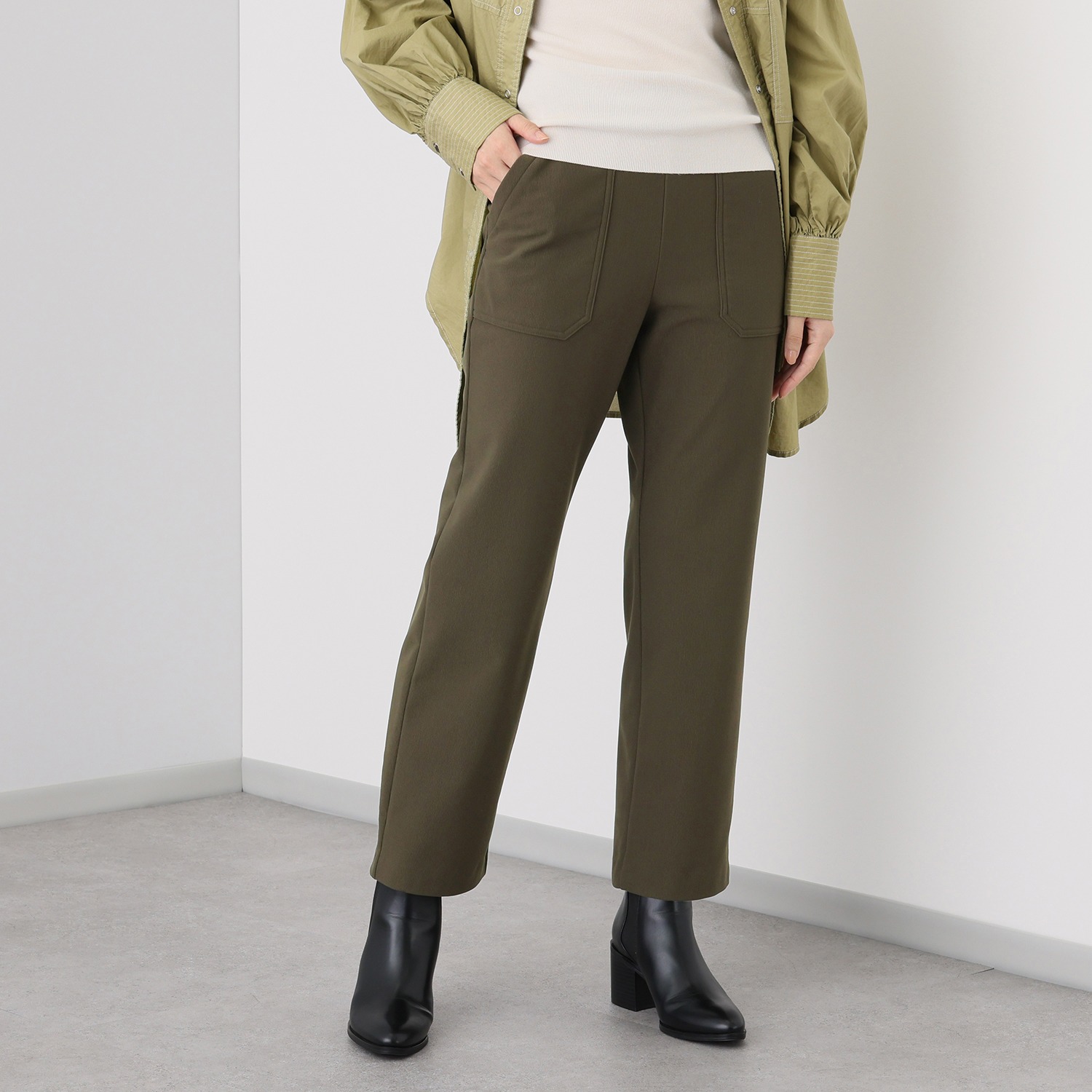 ピーツー 吸湿発熱・吸放湿 コーデュロイ風 裏起毛ベイカーパンツ