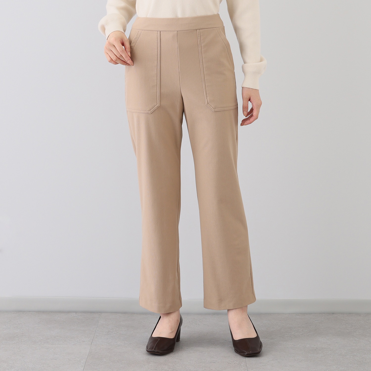 ピーツー 吸湿発熱・吸放湿 コーデュロイ風 裏起毛ベイカーパンツ