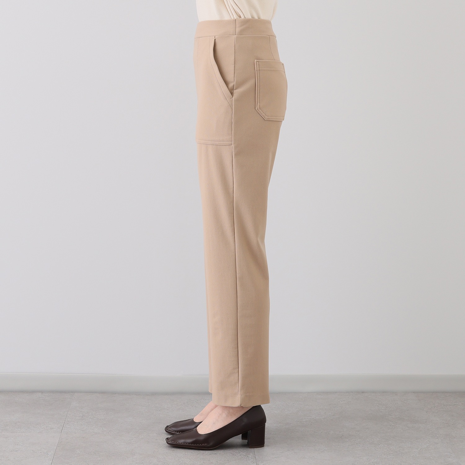 ピーツー 吸湿発熱・吸放湿 コーデュロイ風 裏起毛ベイカーパンツ