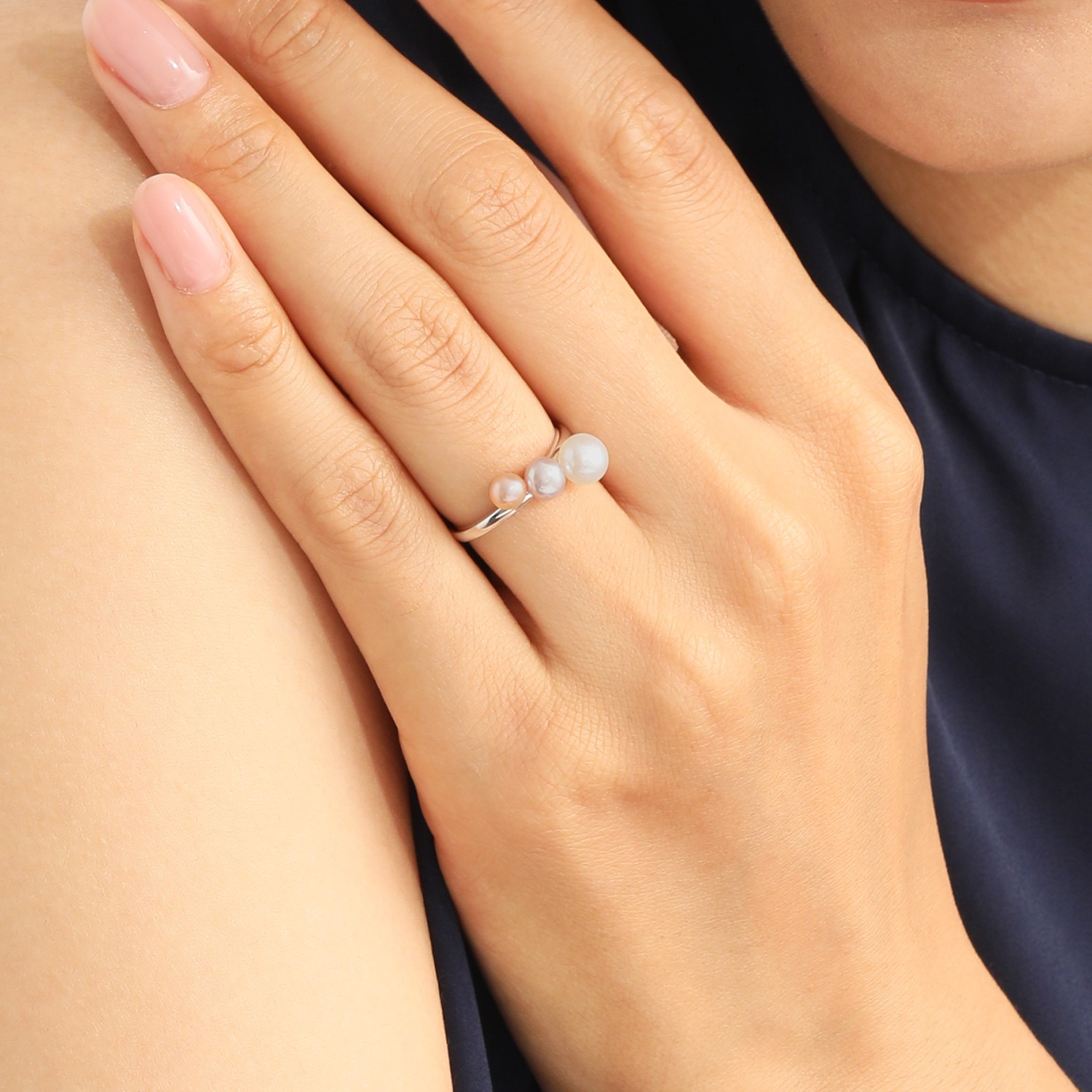 キャンディ　キカラ シルバー マルチカラー 淡水パール リング