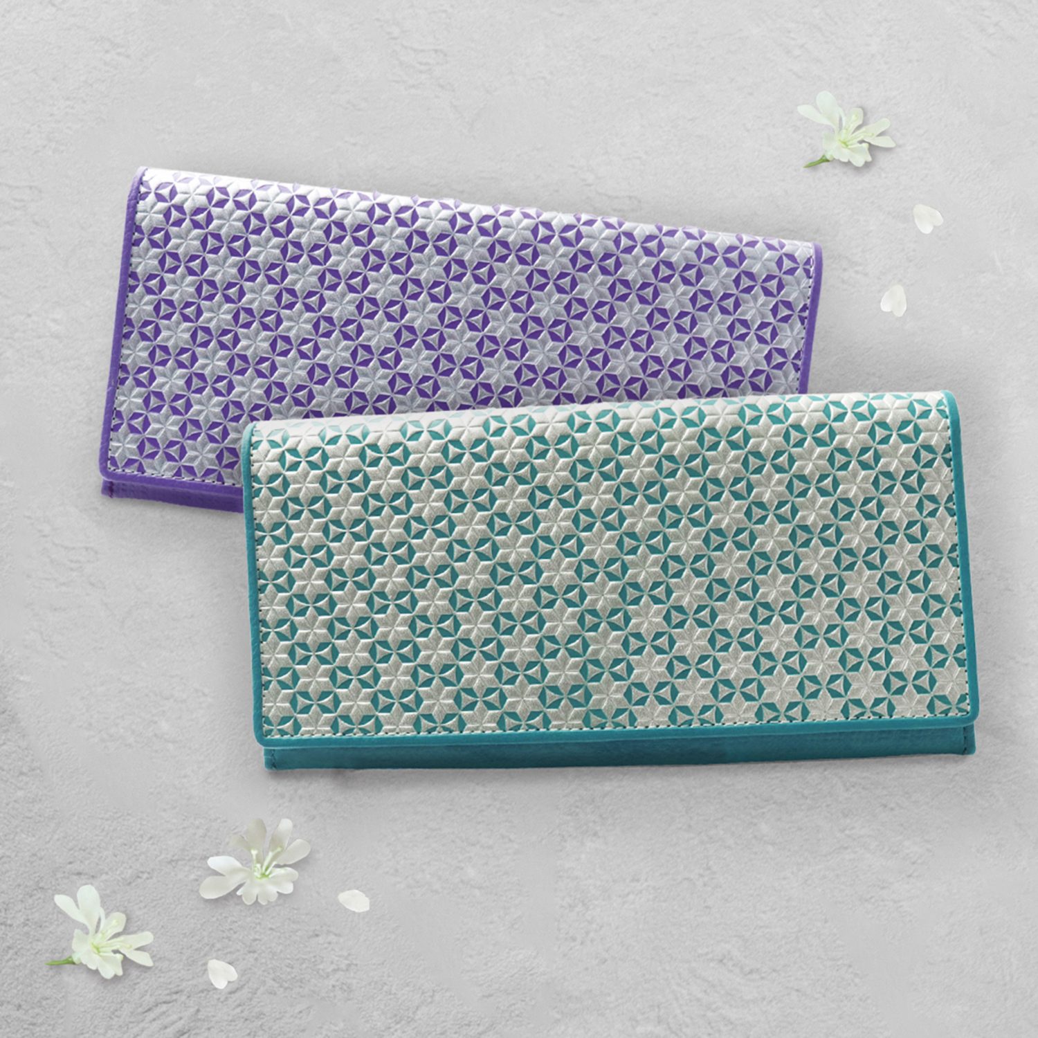 浅草文庫 牛革 かぶせ横長財布 ＜いろどり＞