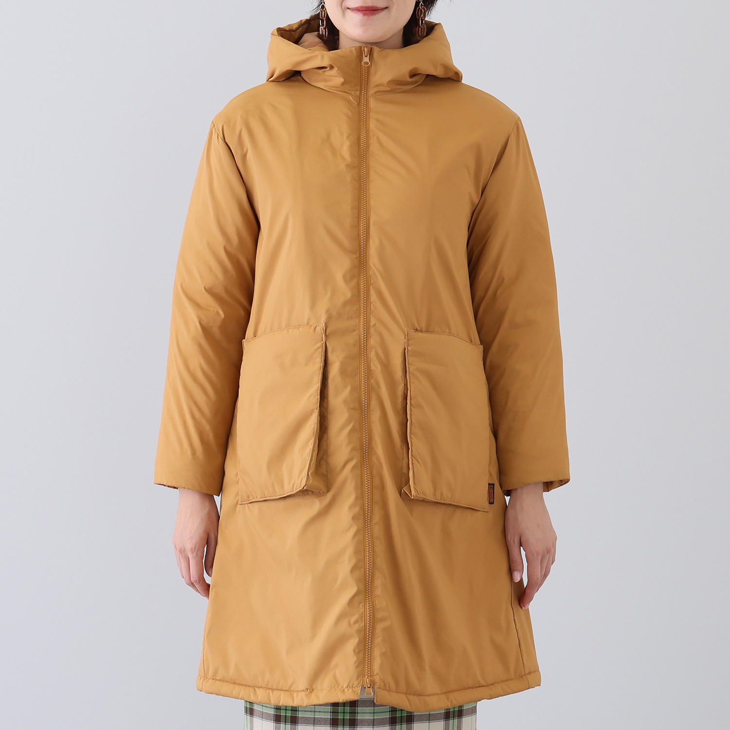 サーモア 大きいポケットがうれしい フーディーロングコート