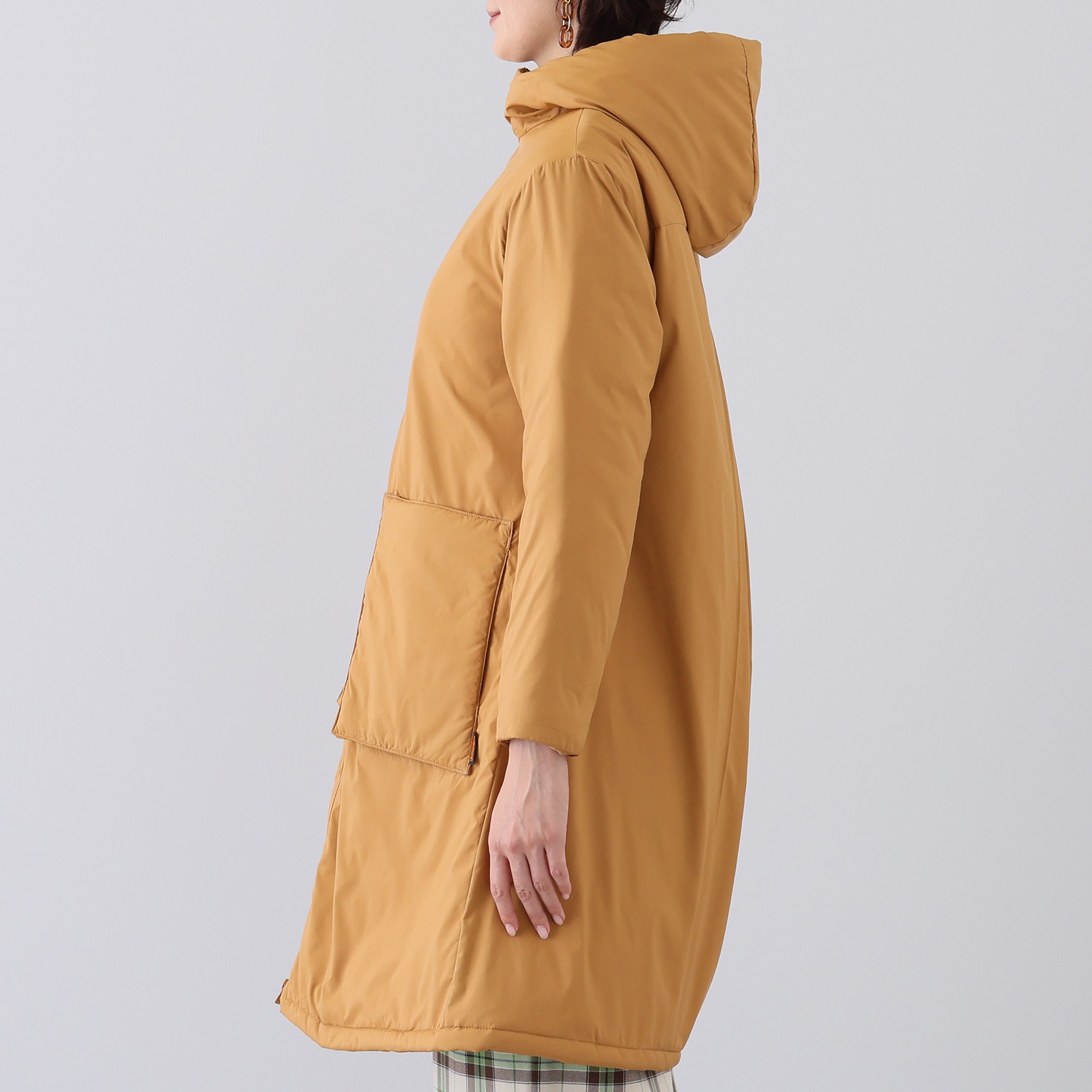 サーモア 大きいポケットがうれしい フーディーロングコート