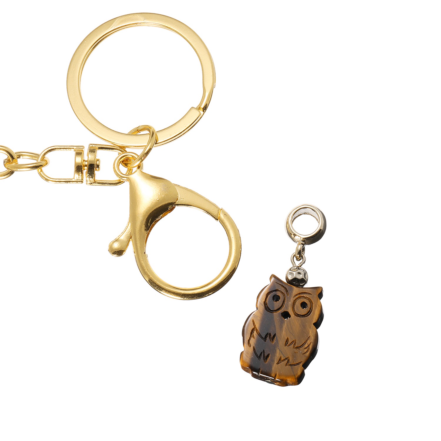 マイクローバー ジェムストーン 百寿彫りキーチェーン＆ フクロウチャーム 〜健康・金運〜