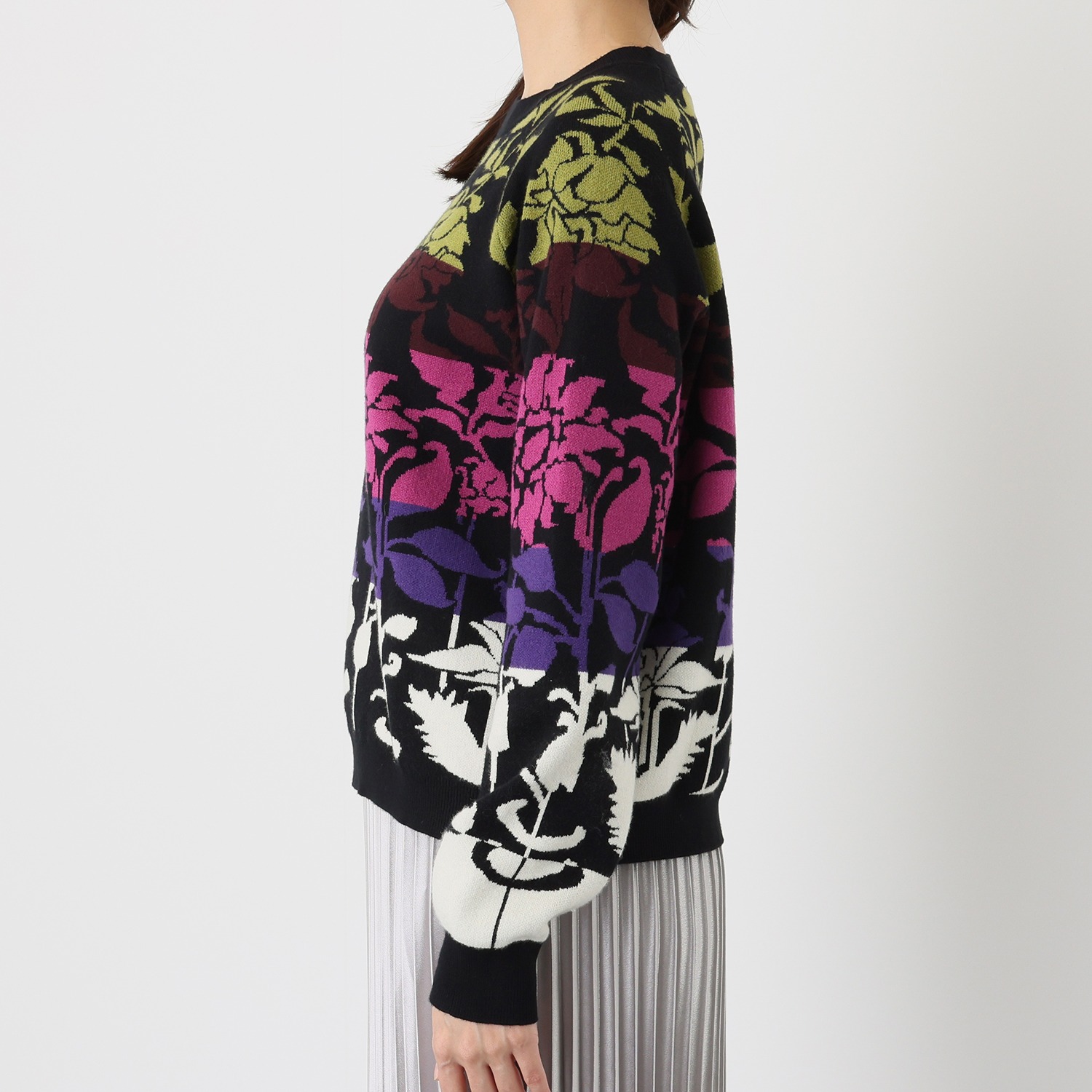デシグアル フラワーモティーフ ジャガード ニットプルオーバー