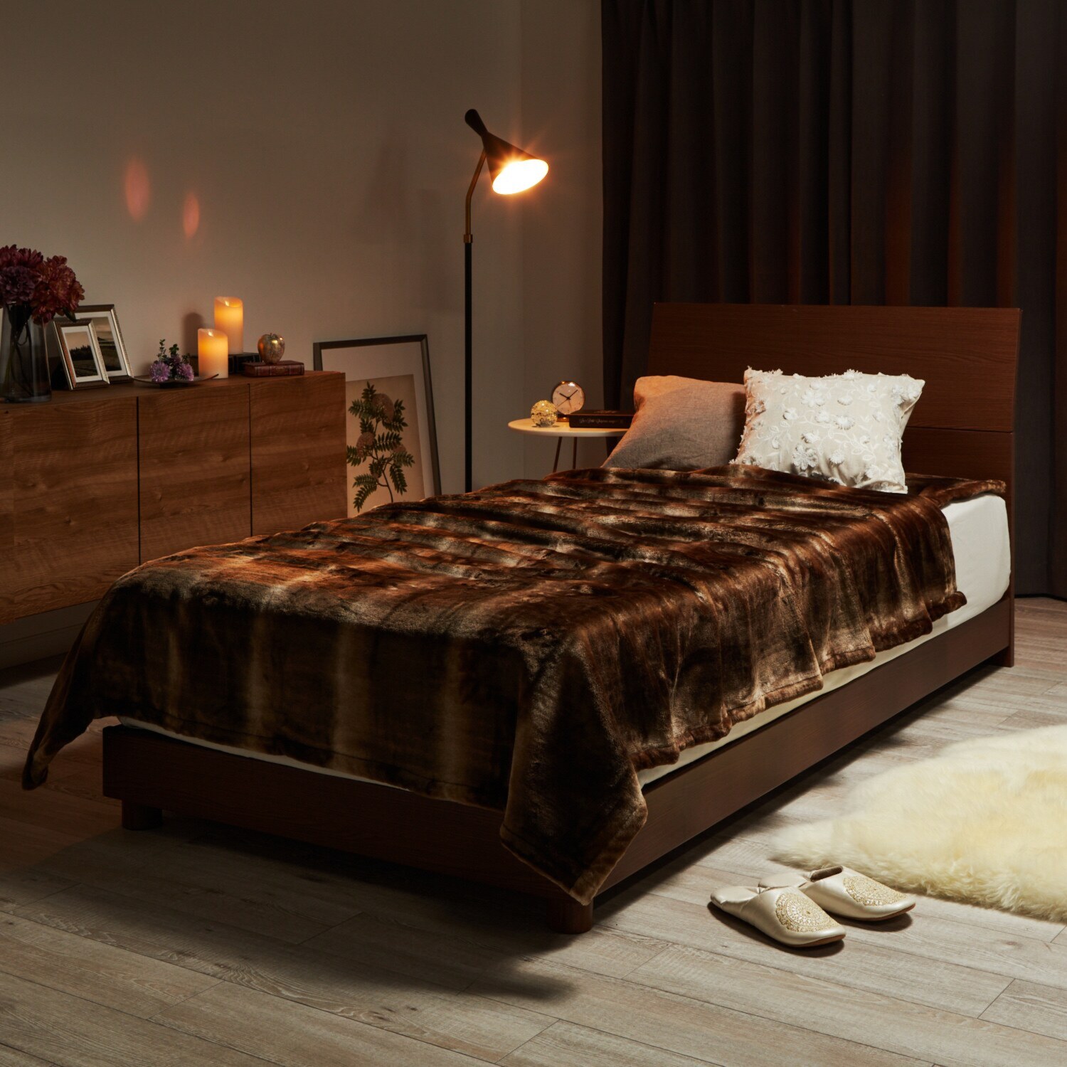 快眠博士 ダブル発熱で極上の暖かさ カルドニード・ノッテ３ リッチファー風掛け毛布 ＜セミダブル＞