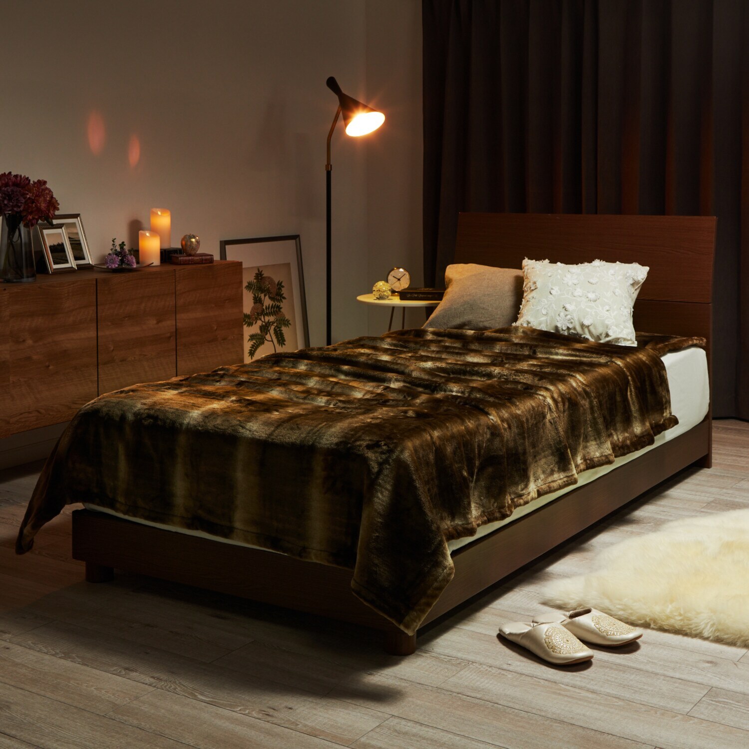 快眠博士 ダブル発熱で極上の暖かさ カルドニード・ノッテ３ リッチファー風敷き毛布 ＜シングル＞