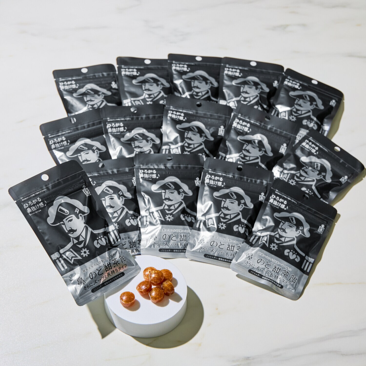 潤いながらすっきり爽快！ 森下仁丹 鼻・のど甜茶飴 さらにスーッと 長持ちタイプ１５袋セット