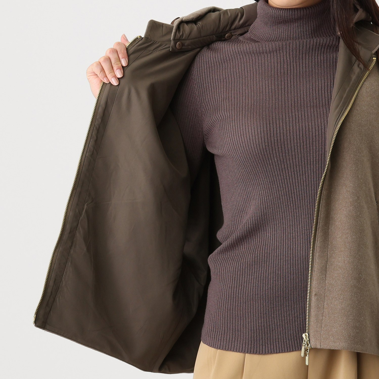 ラヴィーコンフォート ウールライクフラノ フード付 ポンチョジャケット