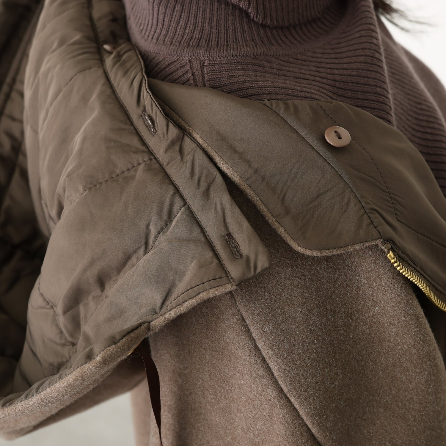 ラヴィーコンフォート ウールライクフラノ フード付 ポンチョジャケット